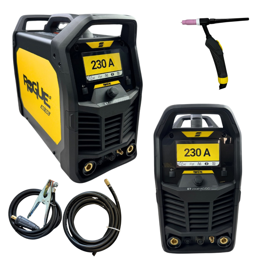 ESAB Rogue ET 230iP AC/DC WIG-Inverter gasgekühlt mit 5-Zoll-Display und Exeor-Brenner